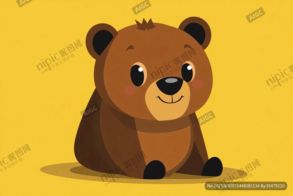 可愛棕熊坐立卡通形象