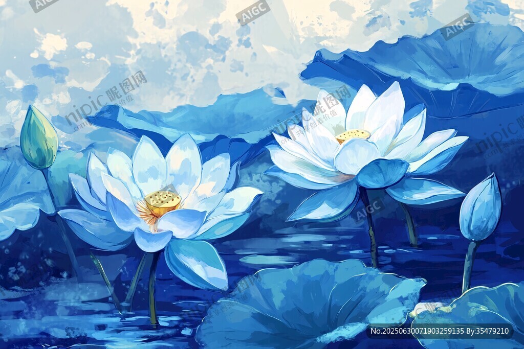 夢幻藍調荷花池景