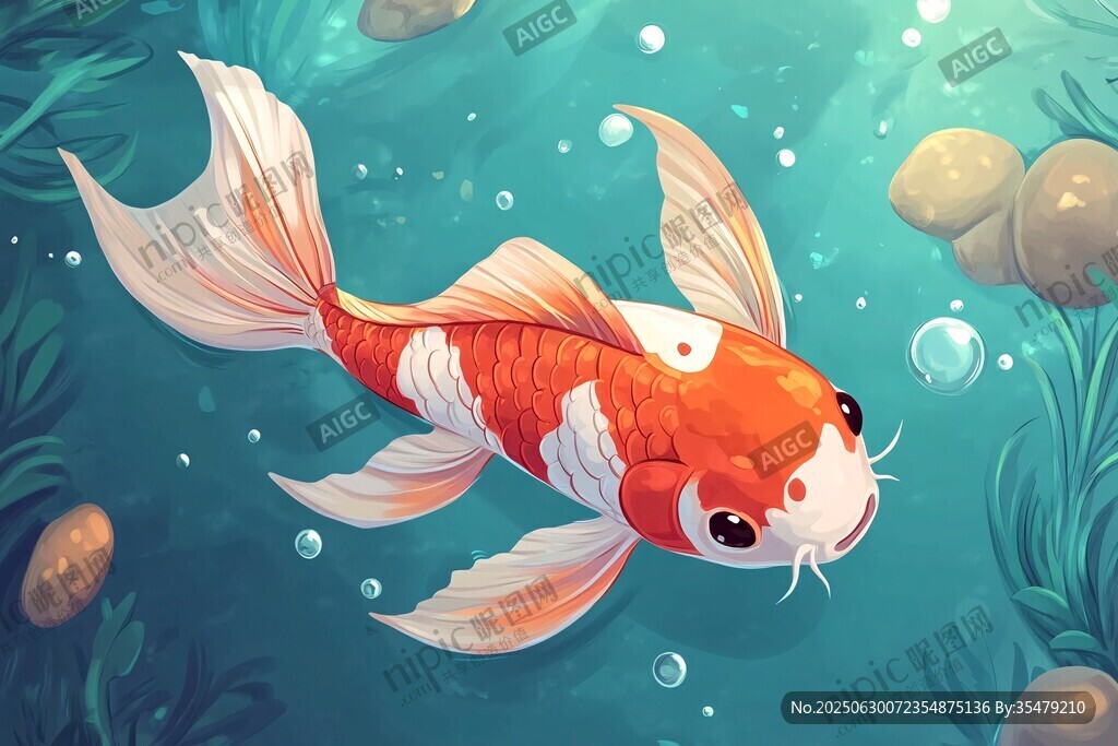 水中暢游的美麗錦鯉魚