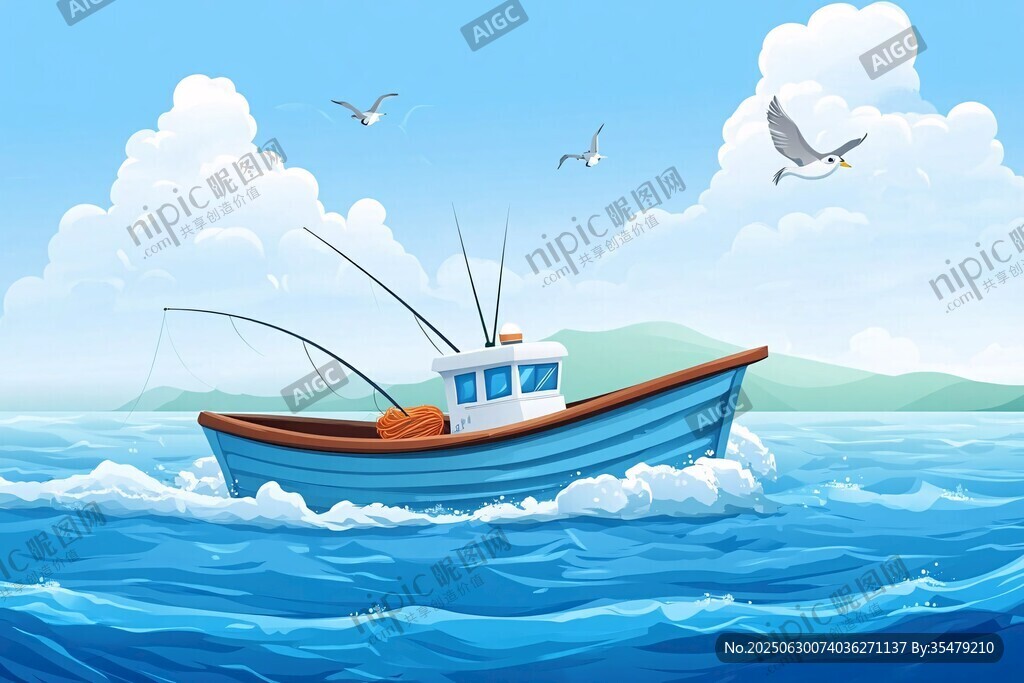 海上漁船悠然行