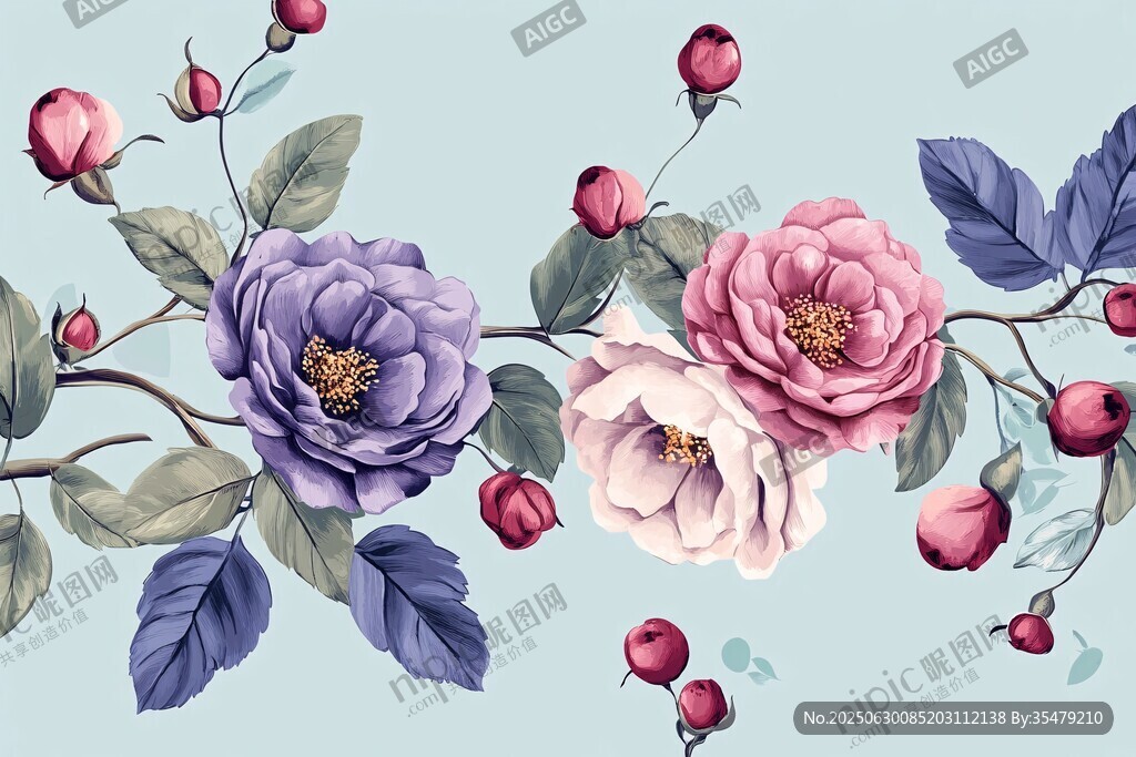 花卉藤蔓插畫圖