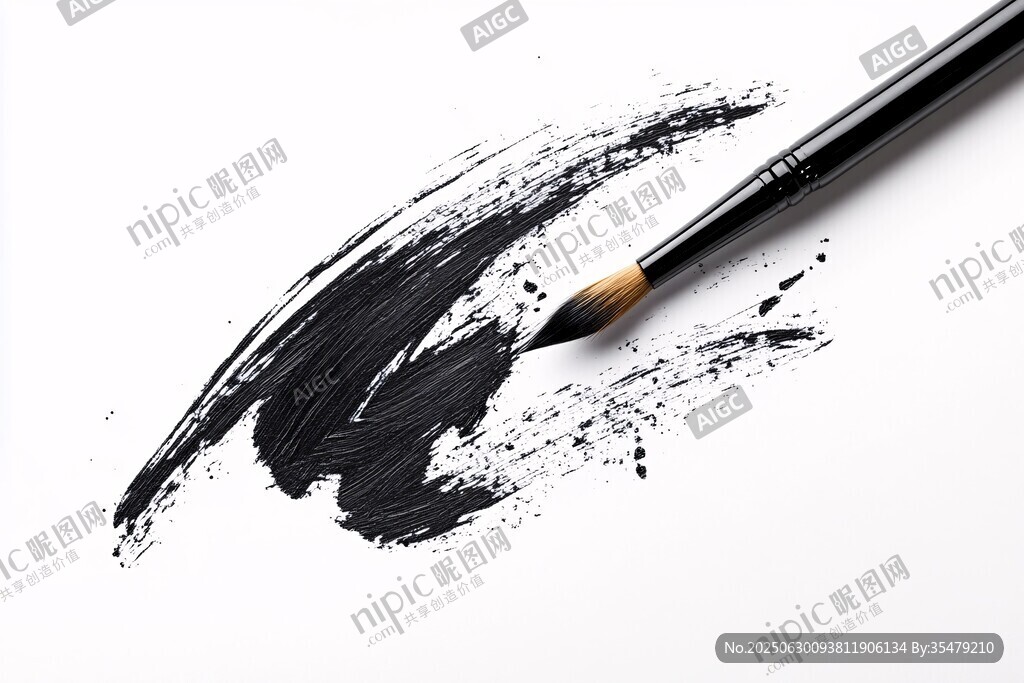 黑色畫筆筆觸特寫