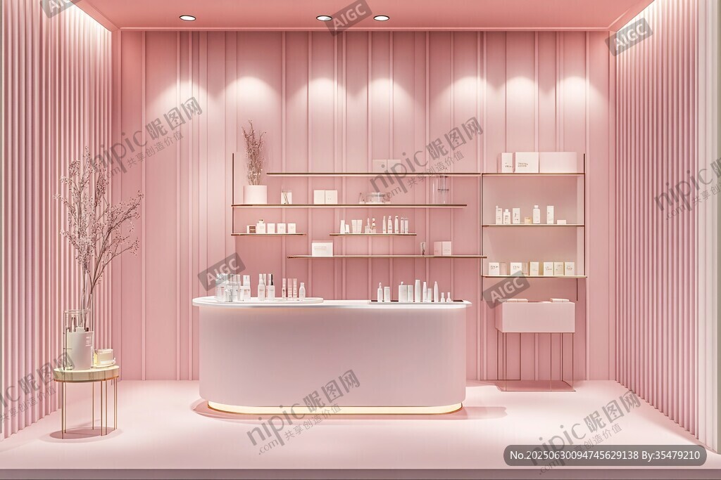粉色夢幻美妝店室內場景