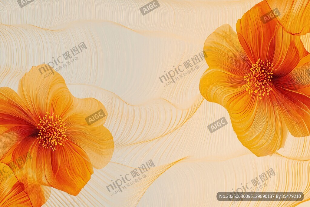 橙黃花朵紋理背景圖