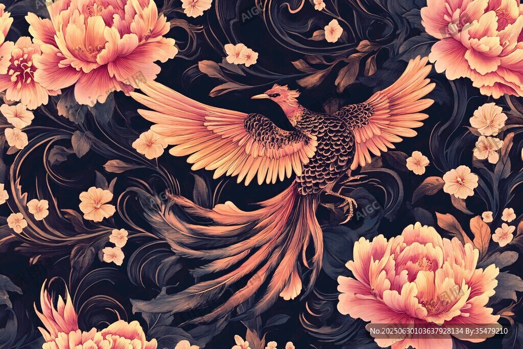 鳳凰牡丹圖 中式華麗風(fēng)