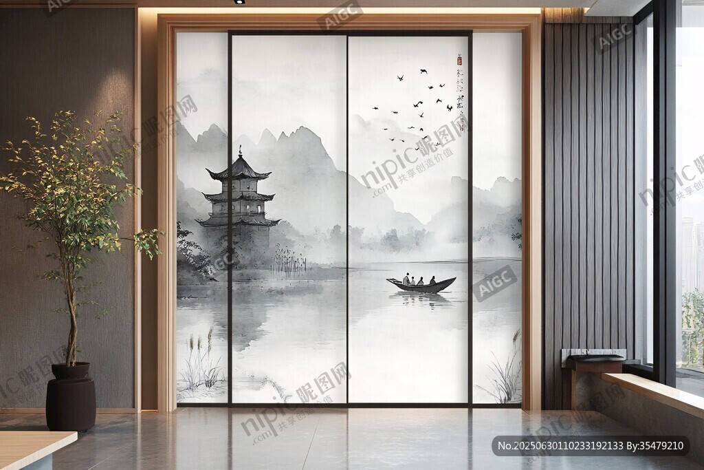 中式山水意境移門設(shè)計(jì)