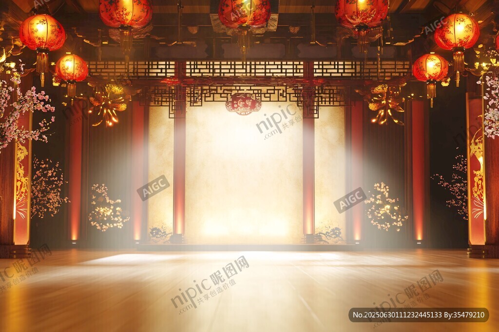中式舞臺場景 喜慶氛圍濃