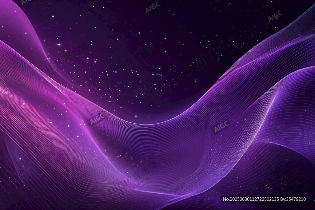 夢幻紫色波浪星空背景圖