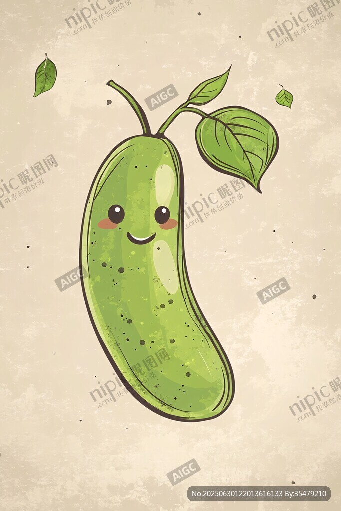 可愛卡通黃瓜插畫