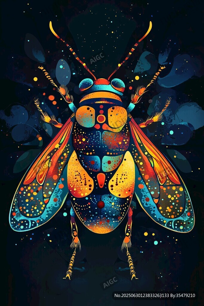 奇幻多彩昆蟲插畫