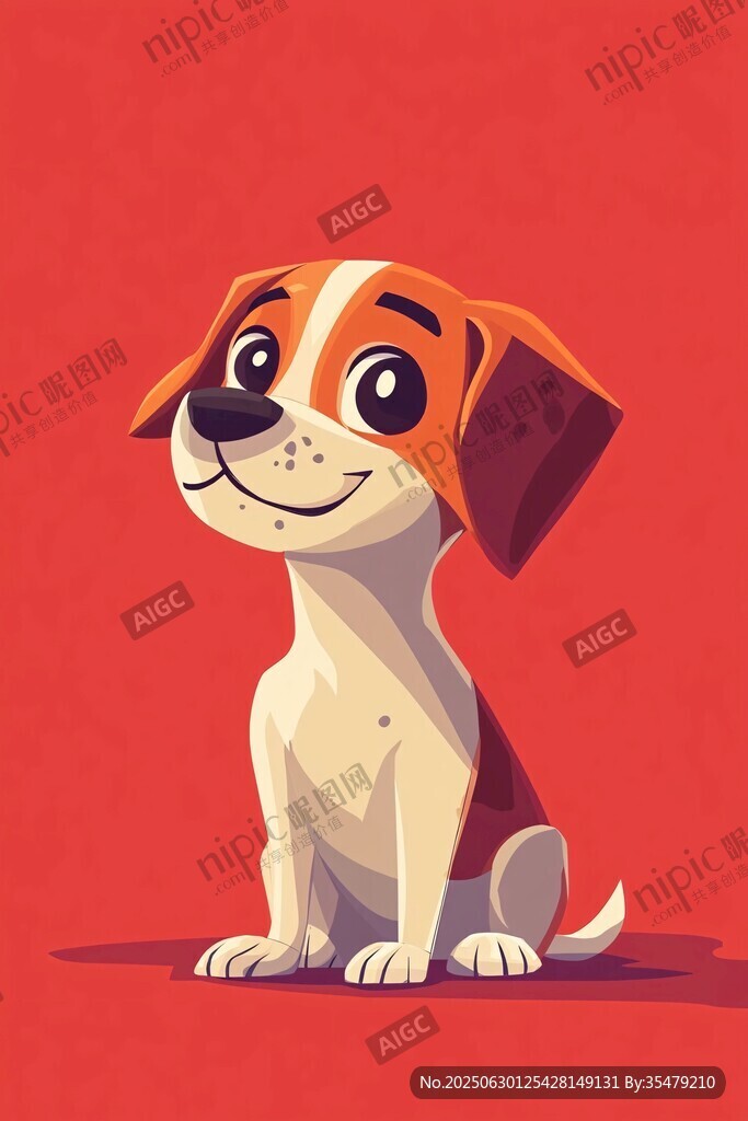 可愛坐姿小狗插畫