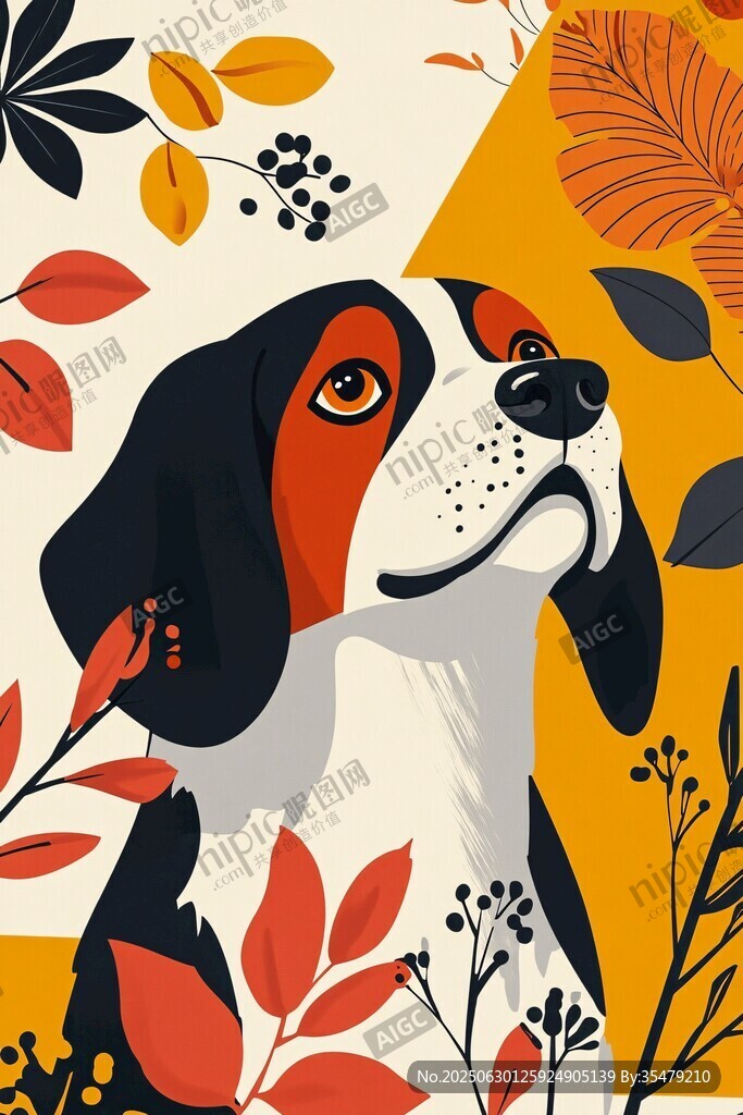 秋日萌犬插畫(huà)