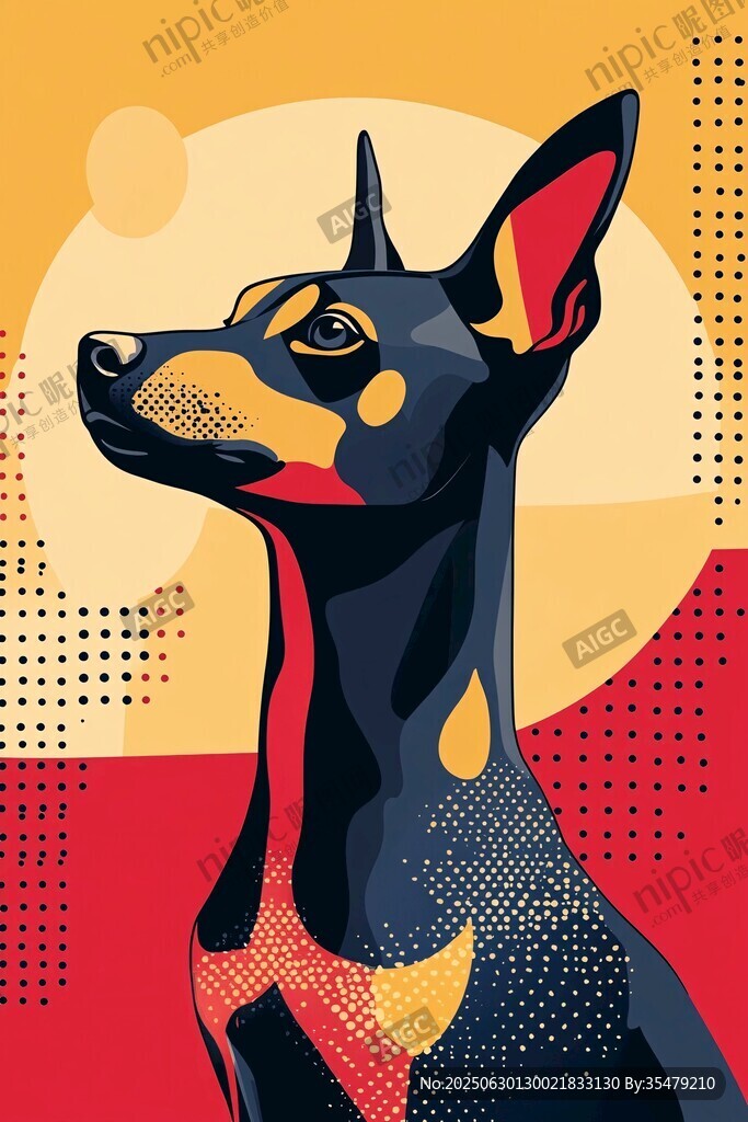 時尚杜賓犬插畫形象