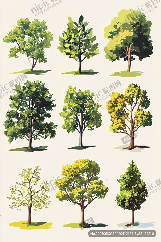 多樣樹木插畫集合