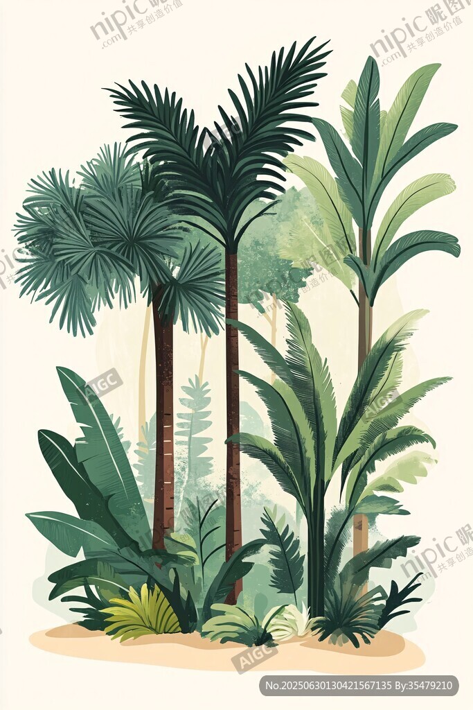 熱帶植物景觀插畫