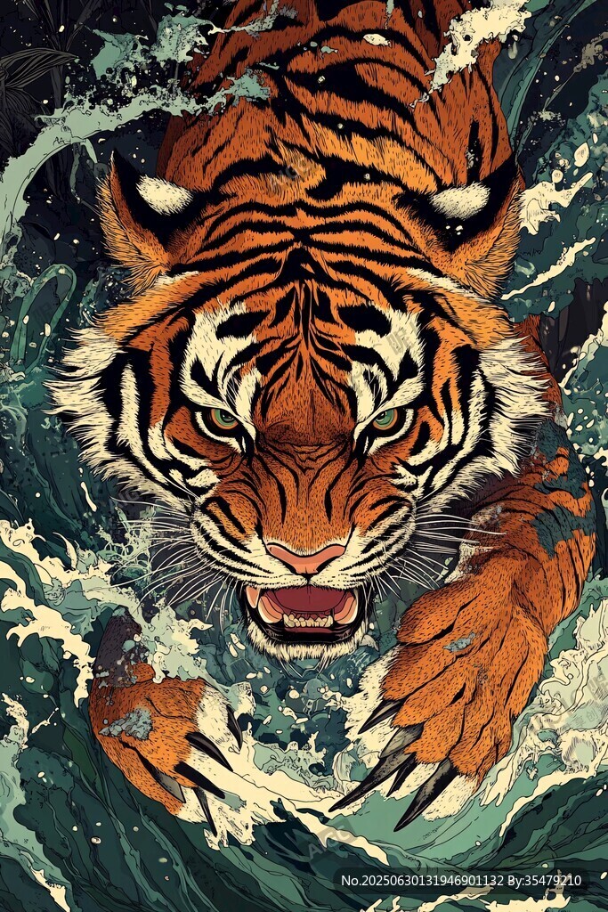 猛虎踏浪圖