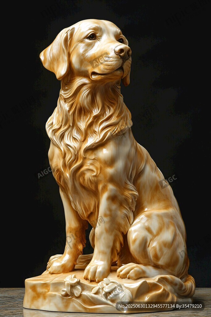 黃棕犬雕像 精致藝術之作
