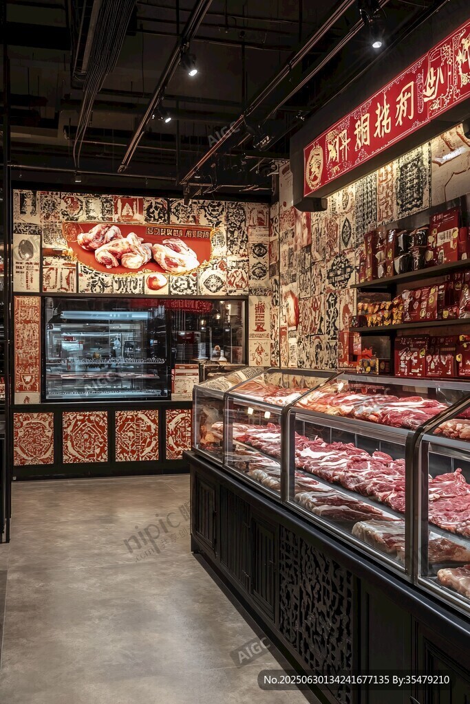 中式風(fēng)精致肉類售賣店鋪