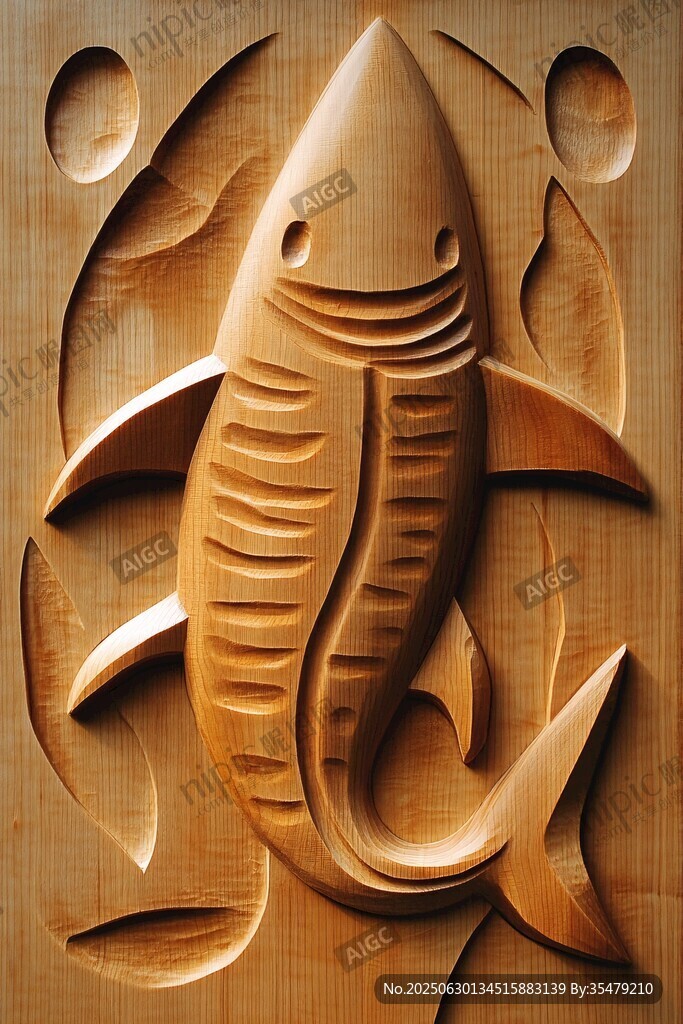 木雕鯊魚造型藝術(shù)品