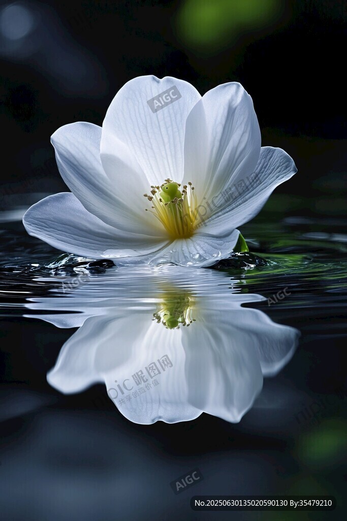 水中白花朵朵映漣漪