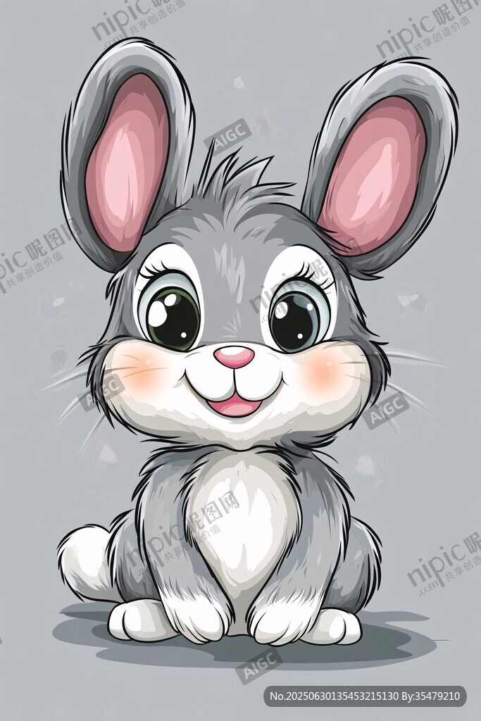 可愛小灰兔插畫