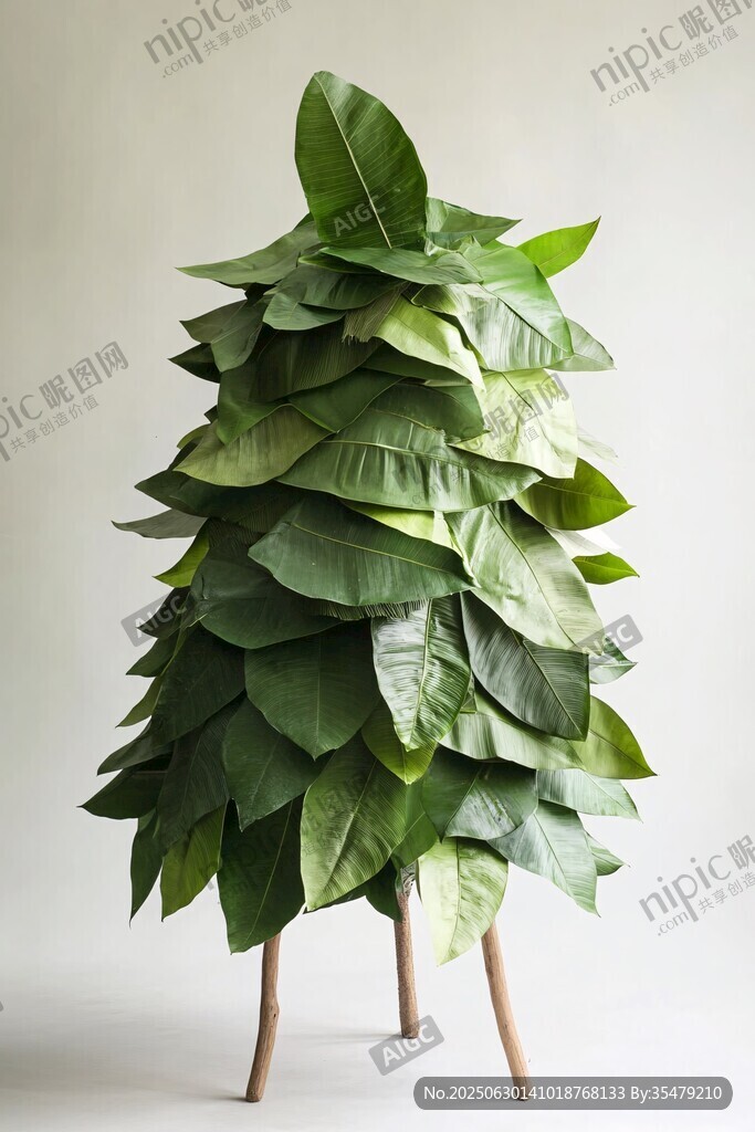 獨(dú)特綠葉堆疊植物造型