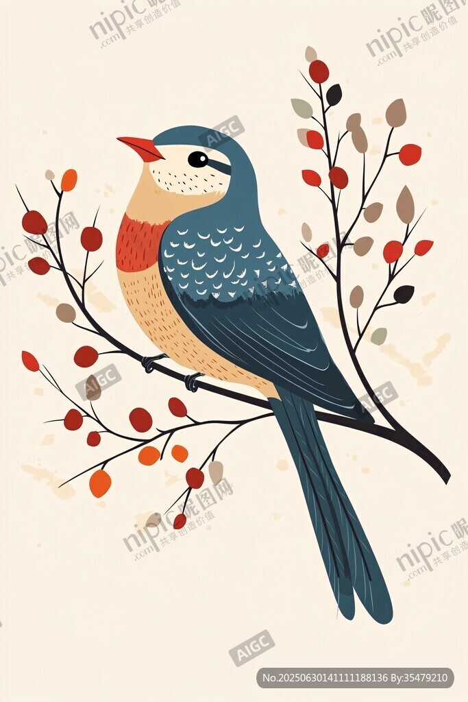 枝頭棲鳥圖