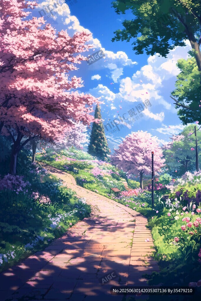 春日繁花小徑夢(mèng)幻風(fēng)景