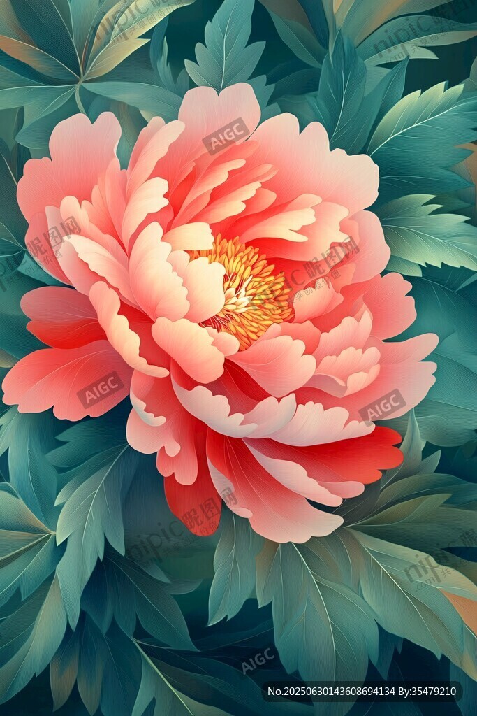 嬌艷盛開的粉色牡丹花