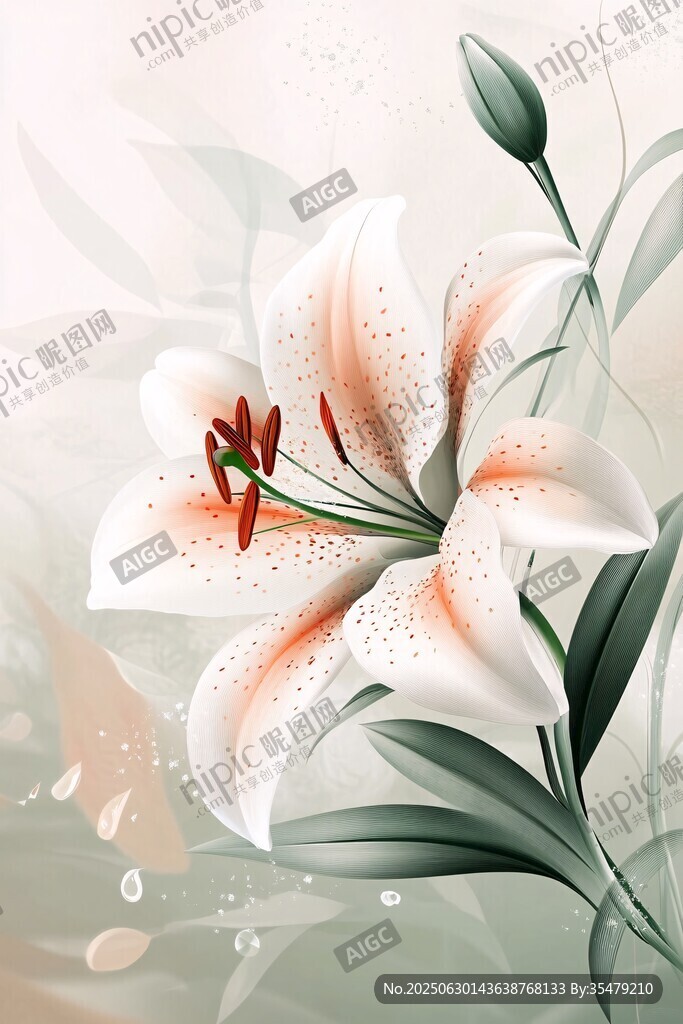 優雅綻放的白色百合花
