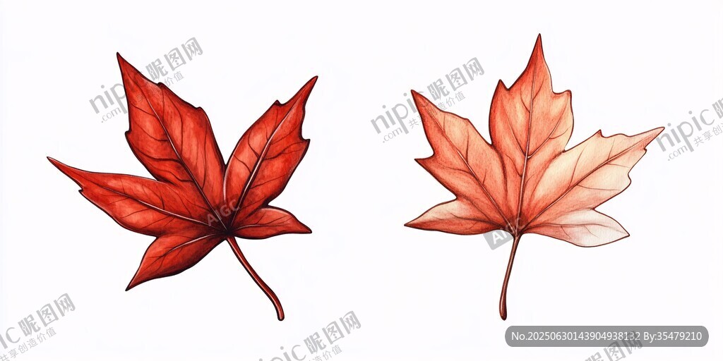 兩片楓葉插畫