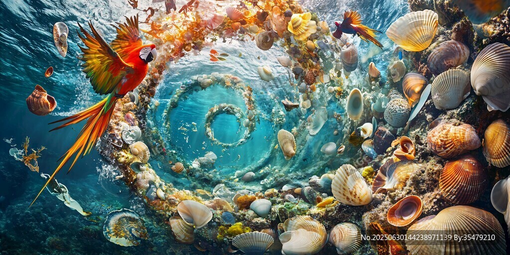 夢幻海洋生物與多彩鸚鵡世界