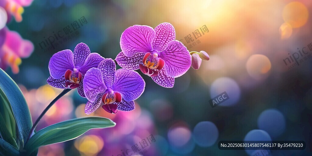 夕陽(yáng)下的夢(mèng)幻紫色蝴蝶蘭