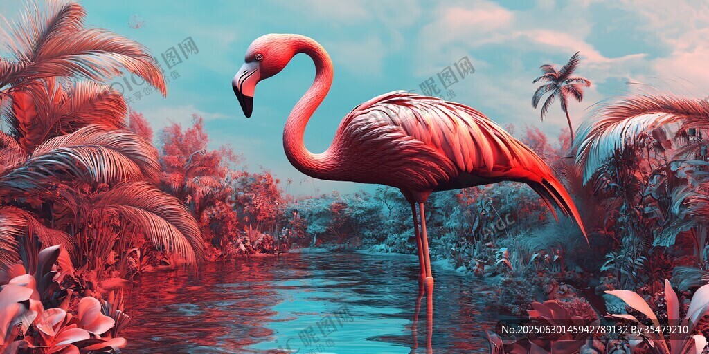 夢幻火烈鳥的熱帶水域風光
