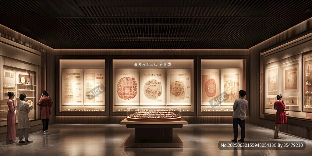 博物館內(nèi)賞古代珍貴文物