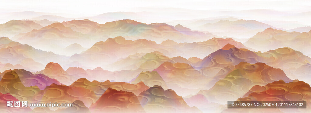 夢幻水彩山巒背景圖