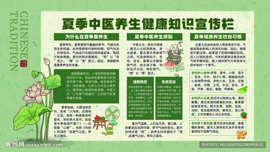 夏季中醫(yī)養(yǎng)生知識宣傳欄