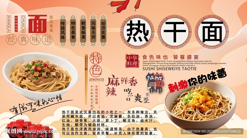武漢熱干面背景墻