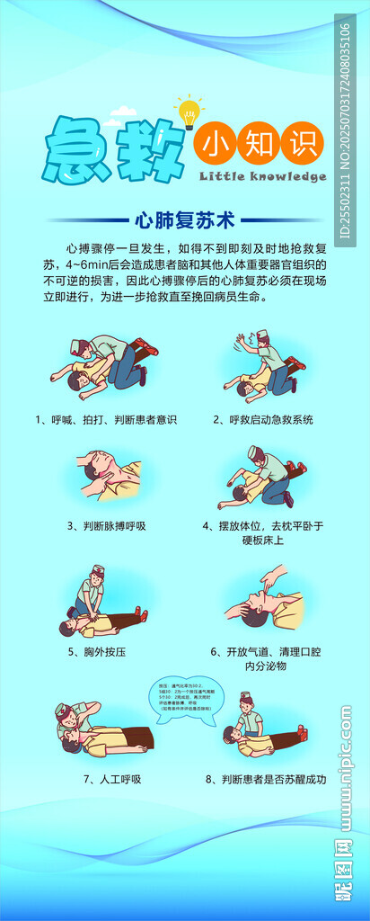心肺復(fù)蘇急救知識(shí)海報(bào)展架