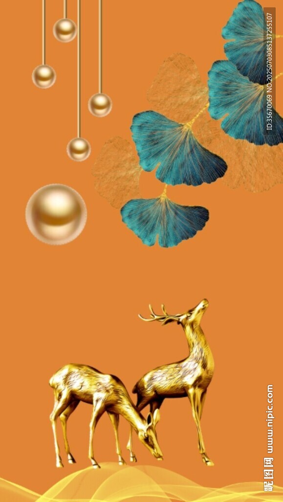 鹿與蝶的夢(mèng)幻裝飾畫面