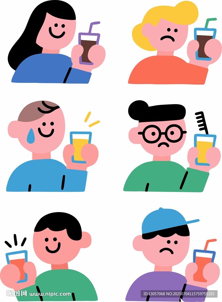 多樣人物手持飲品瞬間