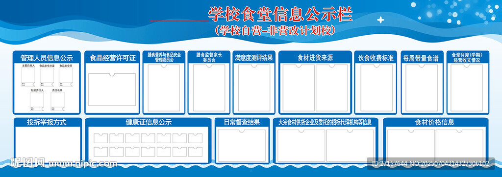 學(xué)校食堂信息公示欄