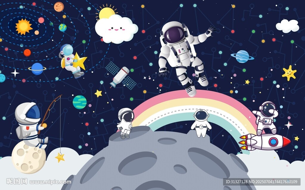 卡通太空背景墻圖片