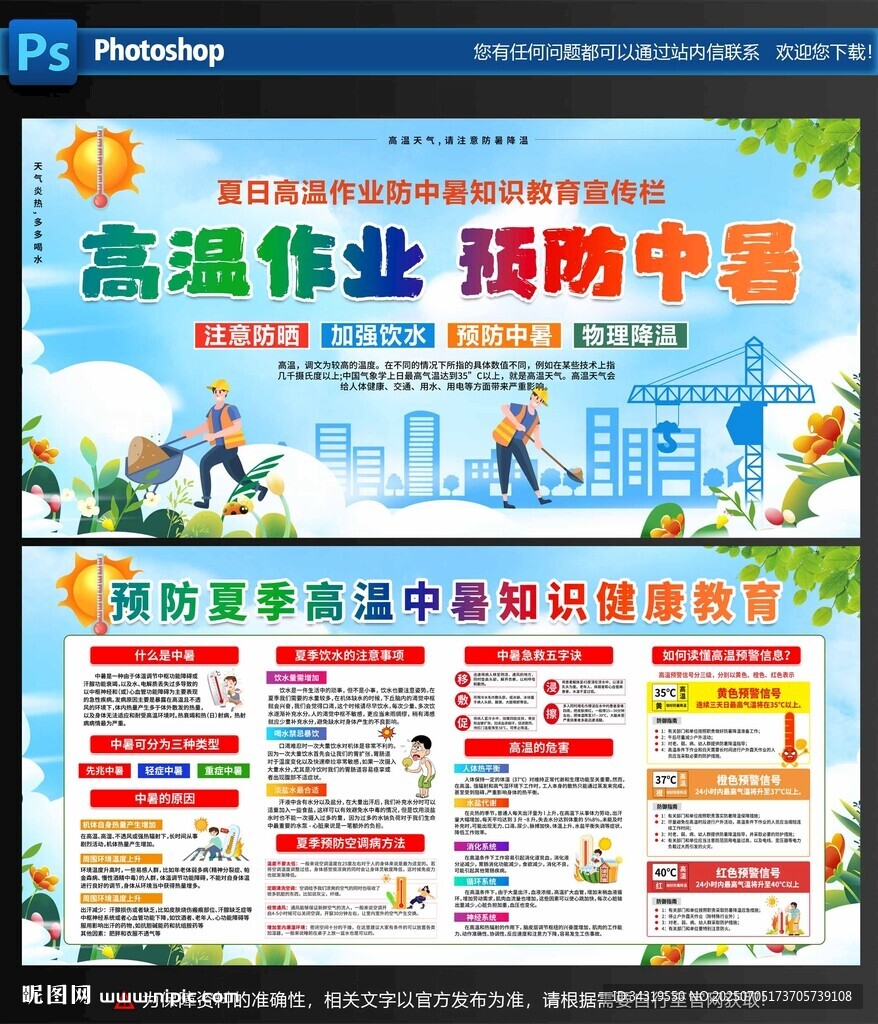 高溫作業(yè)防中暑宣傳海報(bào)