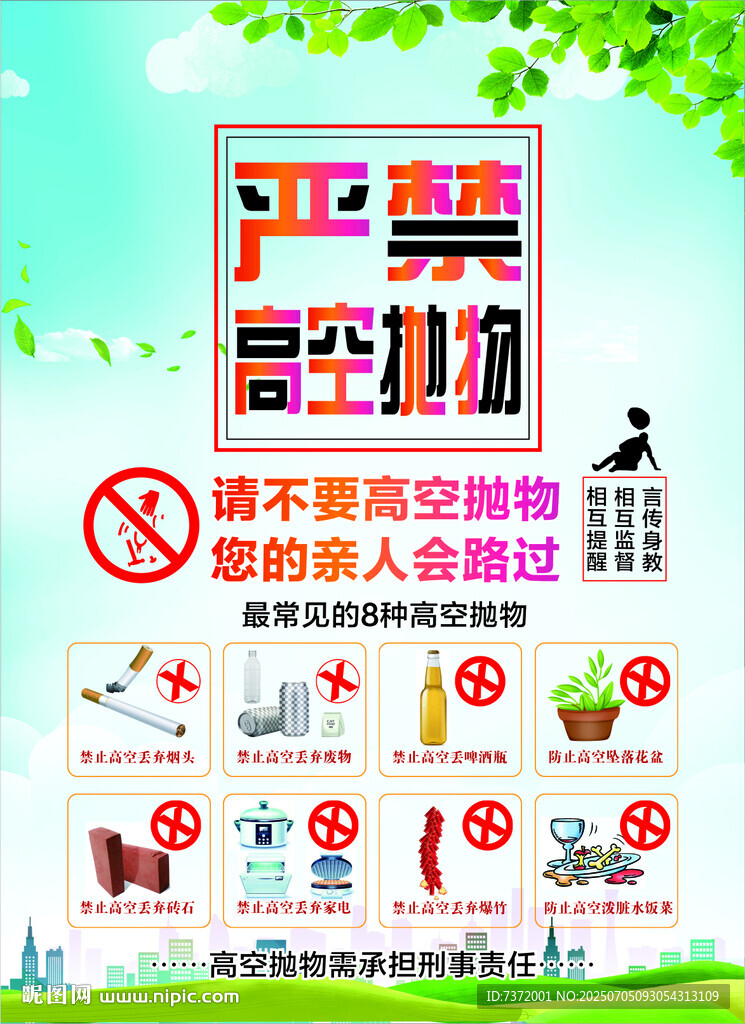禁止高空拋物宣傳海報