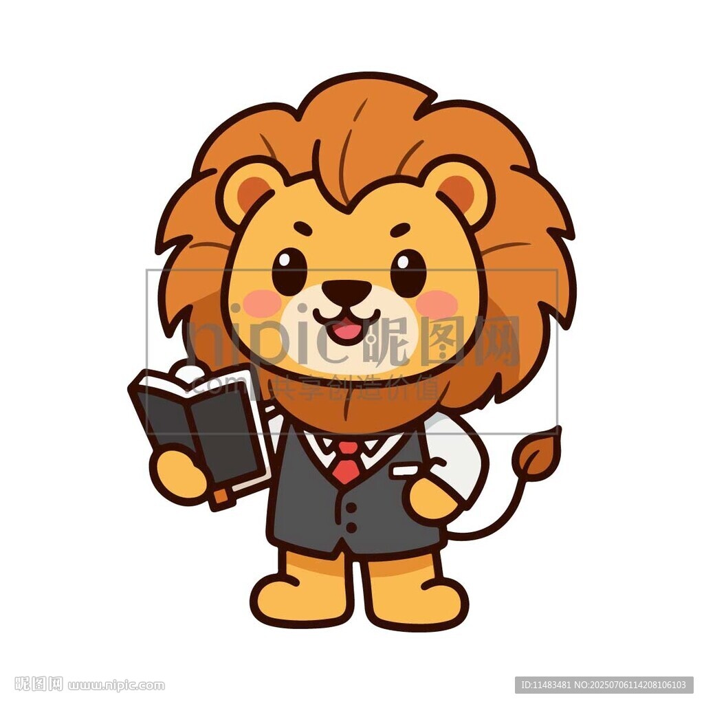 卡通小獅子讀書