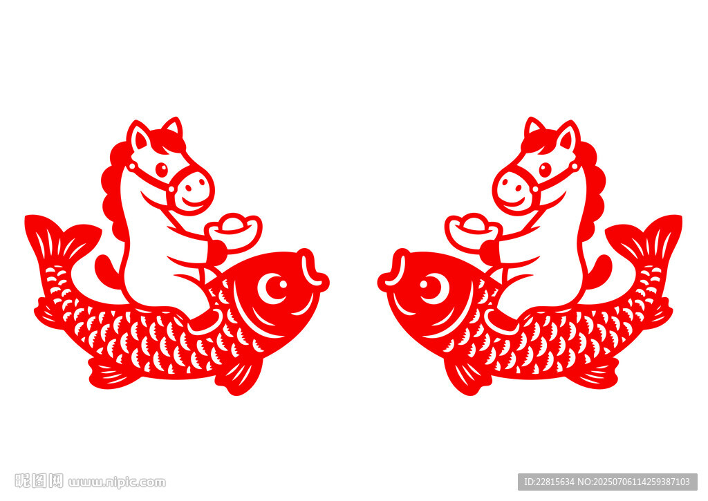 矢量剪紙風(fēng)格馬年圖案