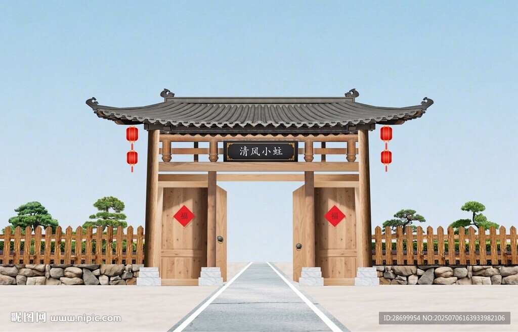 中式古典門樓景觀