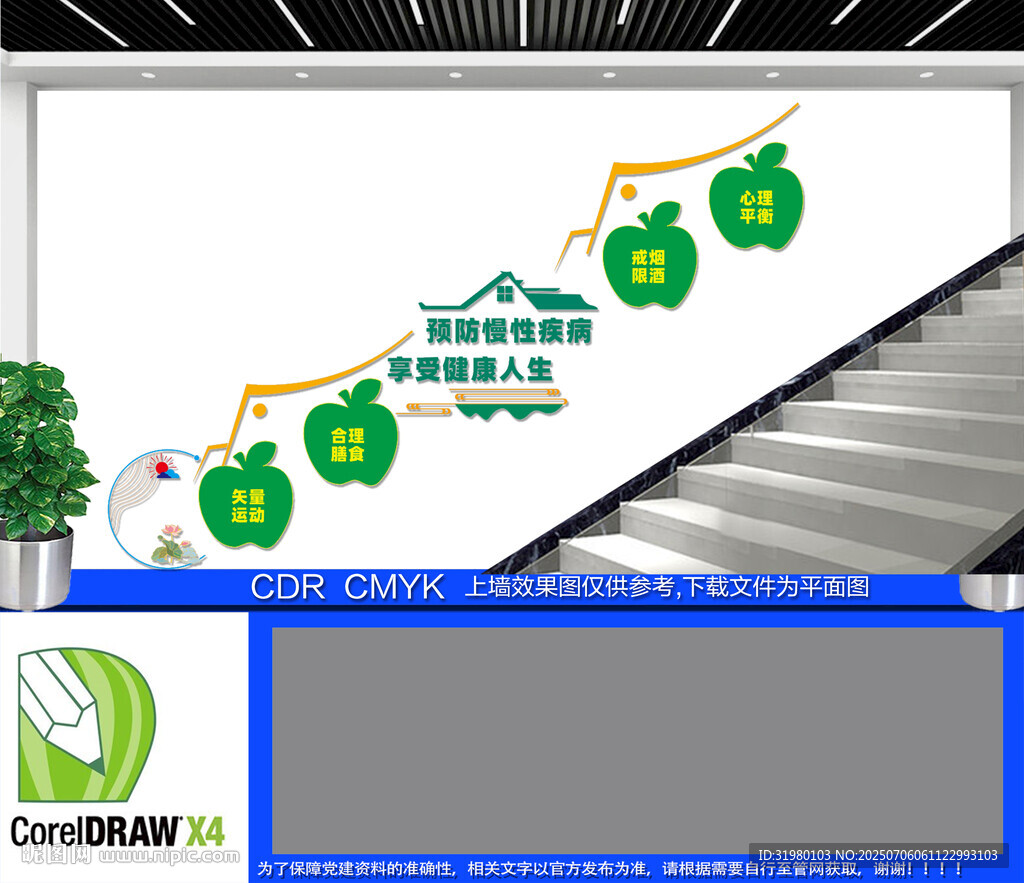 預防慢性疾病樓梯文化墻