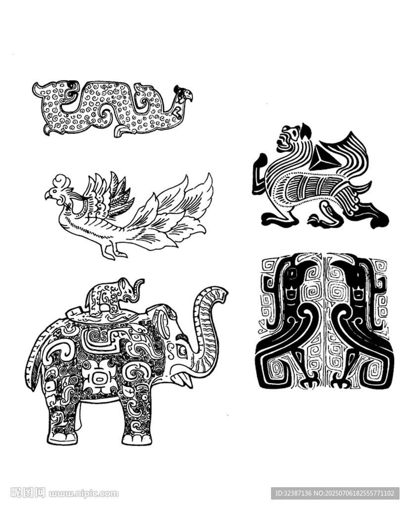 傳統(tǒng)中式動(dòng)物圖案紋飾